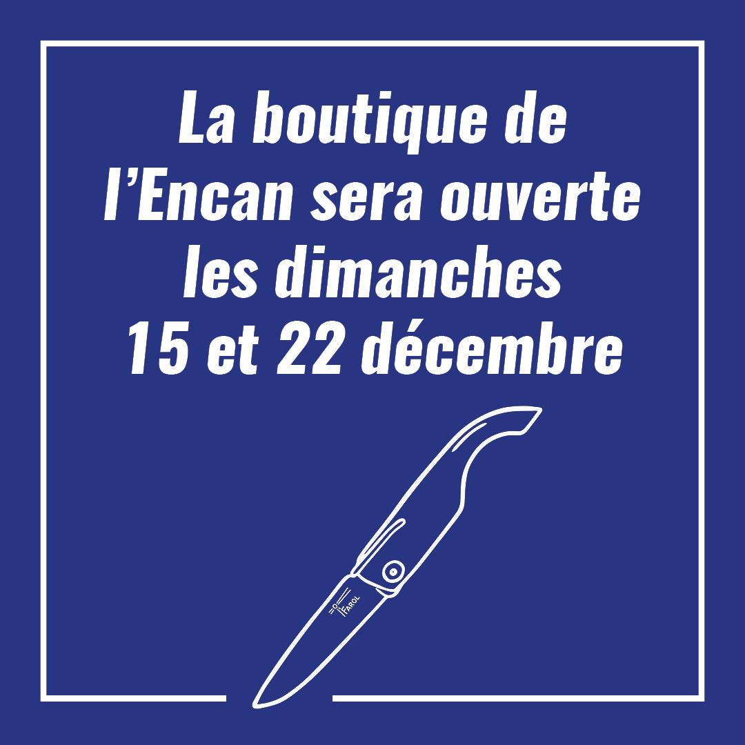 Ouverture exceptionnelle de la boutique de l'Encan les dimanches 15 et 22 décembre de 10h à 13h et de 14h à 17h 🎄